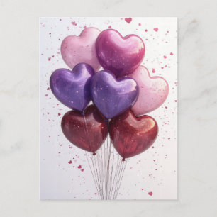 Heart shaped Balloons Valentine's Greeting Postcard