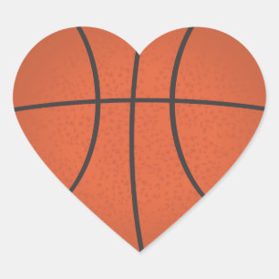 Heart shaped basketball sticker