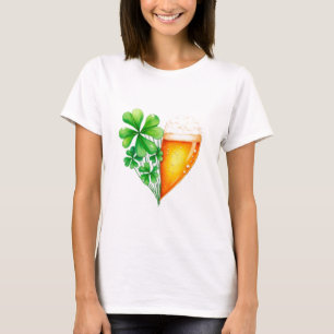 Heart shaped beer and lucky clover T-Shirt