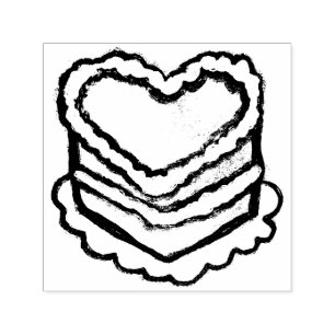 Heart Shaped Birthday Cake                         Self-inking Stamp