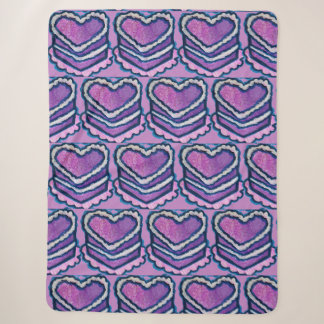 Heart Shaped Birthday Cake Sherpa Blanket