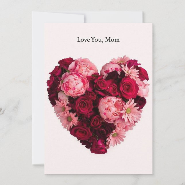 Heart-Shaped Bouquet Mothers Day Card (Front)