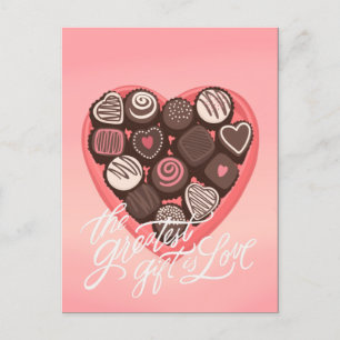 Heart-shaped box of chocolates Valentines design Postcard