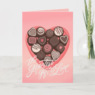 Heart-shaped box of chocolates Valentines greeting Card