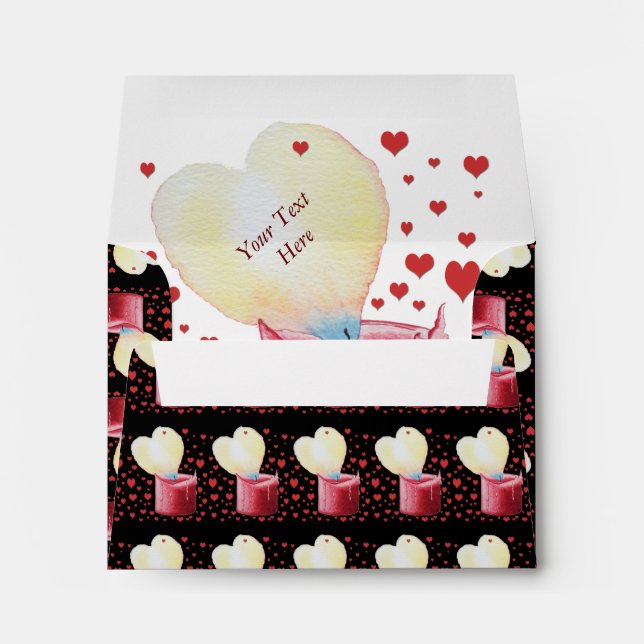 heart shaped buring flame red candle wedding envelope (Back (Bottom))