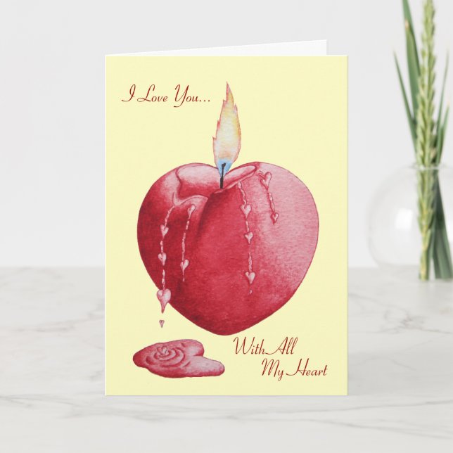 heart shaped burning candle with love verse card (Front)