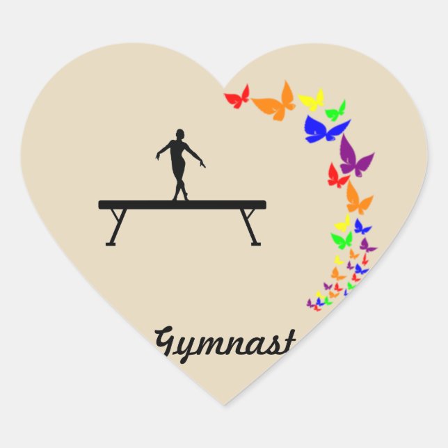 Heart Shaped Butterfly Gymnastics Sticker on Beam (Front)