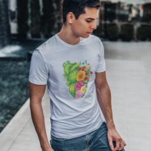 Heart Shaped Cactus And Flowers T-Shirt