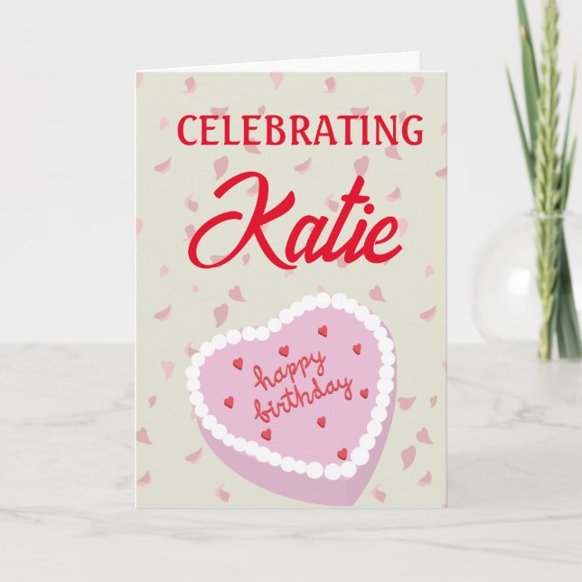 HEART SHAPED CAKE BIRTHDAY CARD (Front)
