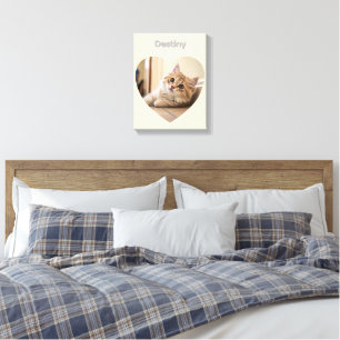 Heart-Shaped Cat Design Canvas Print