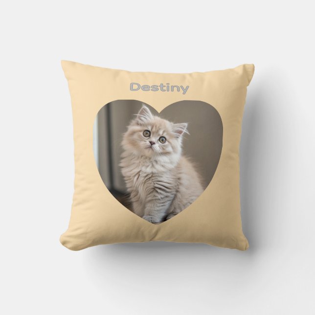 Heart-Shaped Cat Design Cushion (Front)