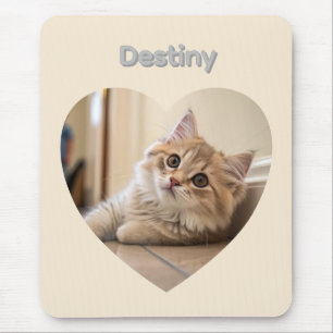 Heart-Shaped Cat Design Mouse Mat