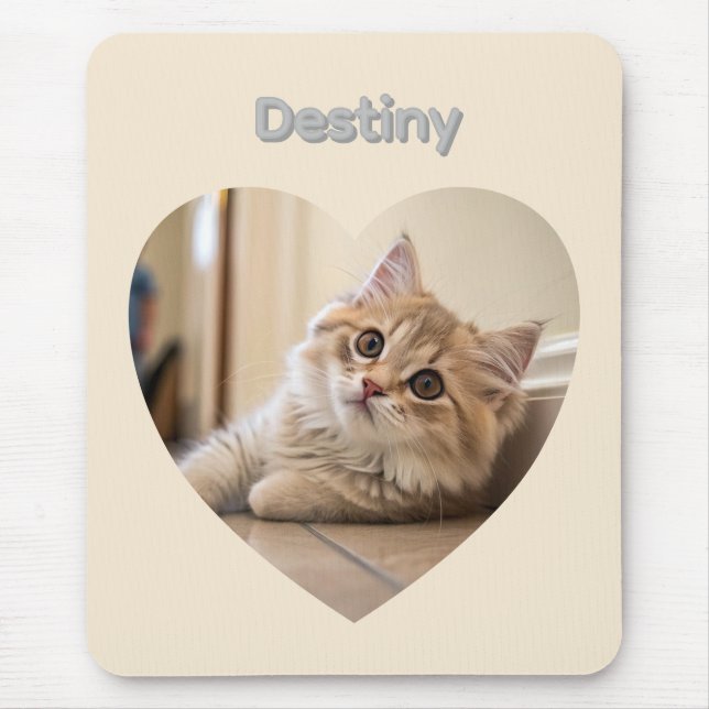 Heart-Shaped Cat Design Mouse Mat (Front)