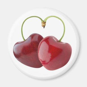 Heart shaped cherries magnet