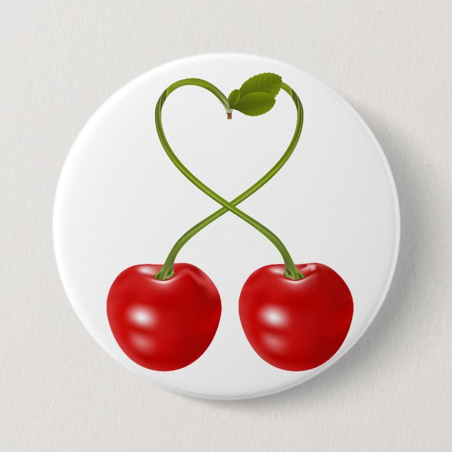 Heart Shaped Cherry Stem 7.5 Cm Round Badge (Front)