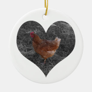Heart Shaped Chicken Christmas Ornament