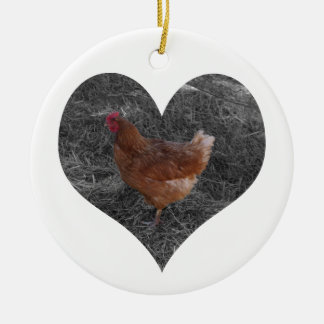 Heart Shaped Chicken Christmas Ornament