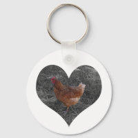 Heart Shaped Chicken Keychain