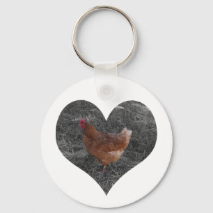 Heart Shaped Chicken Keychain