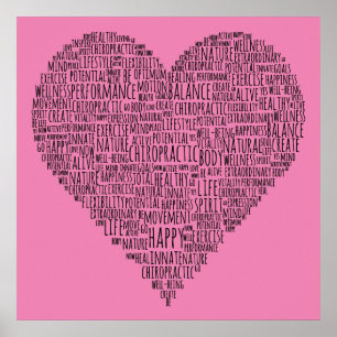Heart-Shaped Chiropractic Word Collage Poster