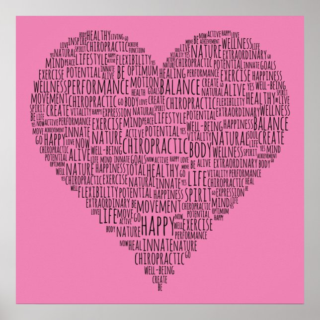 Heart-Shaped Chiropractic Word Collage Poster (Front)