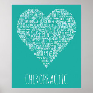 Heart-Shaped Chiropractic Word Collage Poster