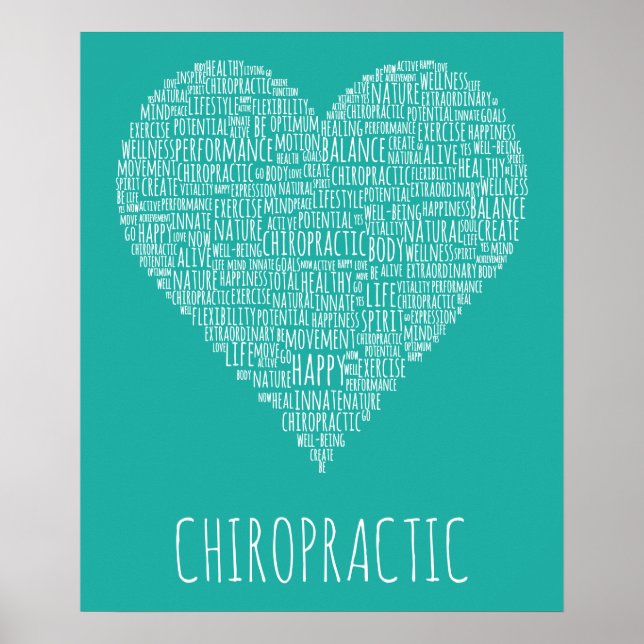 Heart-Shaped Chiropractic Word Collage Poster (Front)