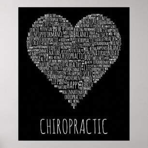 Heart-Shaped Chiropractic Word Collage Poster