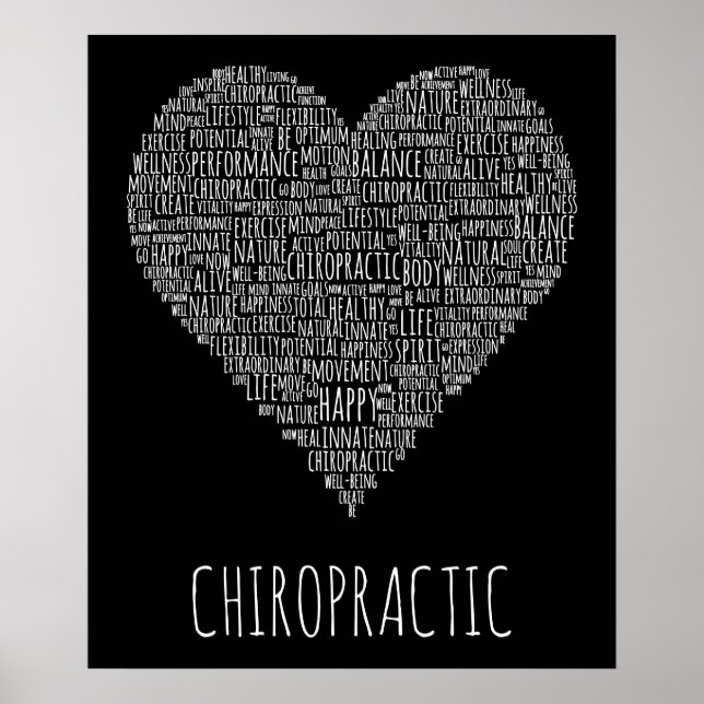 Heart-Shaped Chiropractic Word Collage Poster (Front)