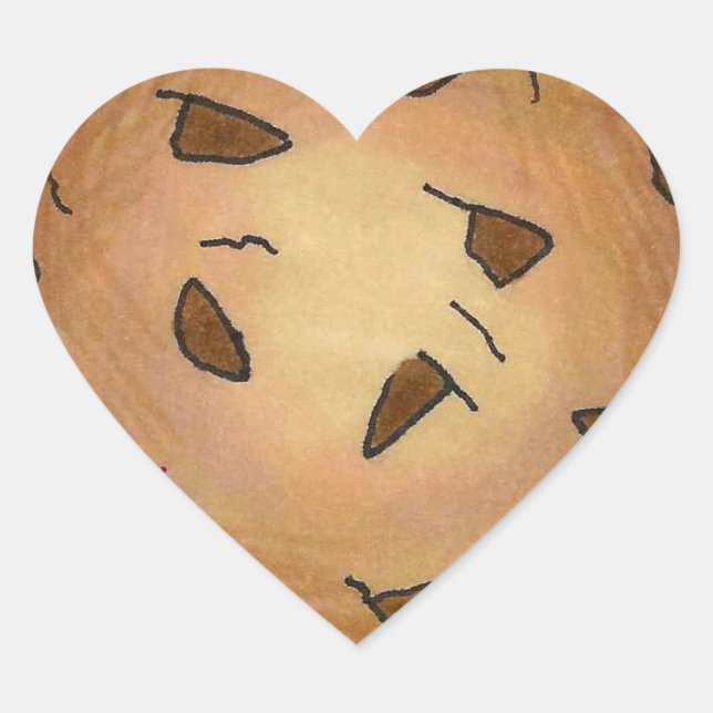 Heart-Shaped Chocolate Chip Cookie Foodie Heart Sticker (Front)
