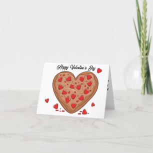 Heart shaped chocolate chip cookie red valentines holiday card