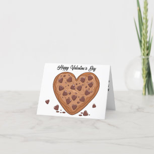 Heart shaped chocolate chip cookie valentines day holiday card