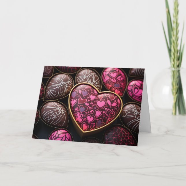 Heart Shaped Chocolates Note Card (Front)