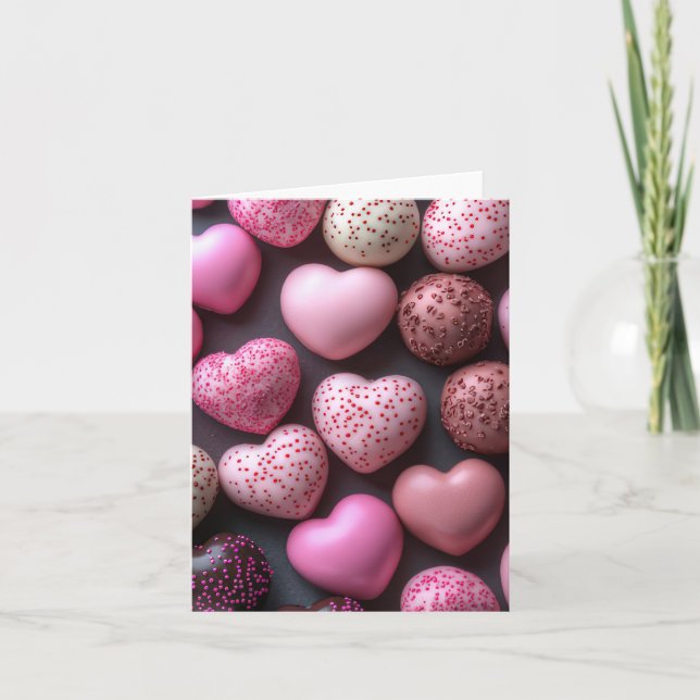 Heart-shaped Chocolates Valentine's Greeting Card (Front)