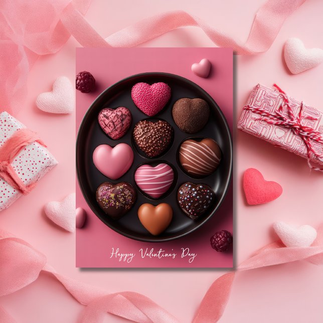 Heart-shaped chocolates Valentine's Greeting Card (Creator Uploaded)