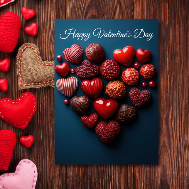 Heart-shaped chocolates Valentine's Greeting Card (Creator Uploaded)