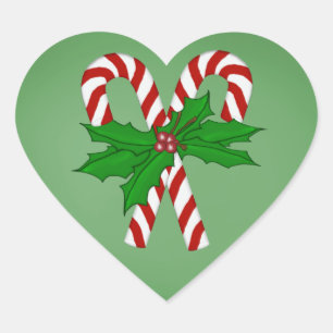 Heart Shaped Christmas Candy Cane Stickers