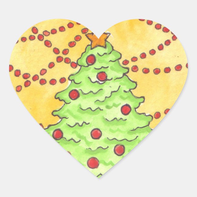 Heart Shaped Christmas Sticker (Front)