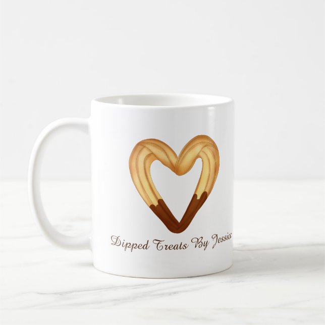 Heart Shaped Churro Dipped In Chocolate Coffee Mug (Left)