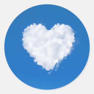 Heart shaped cloud in blue sky classic round sticker