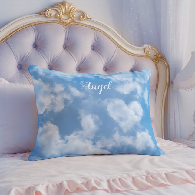 Heart Shaped Cloud Lovely Blue Template Elegant Decorative Cushion (Creator Uploaded)