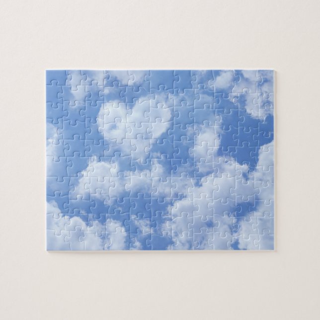 Heart Shaped Cloud Lovely Blue Template Elegant Jigsaw Puzzle (Horizontal)