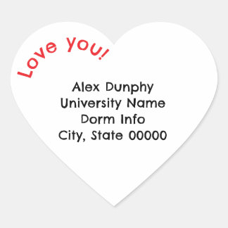 Heart-Shaped College Student Mailing Address Label