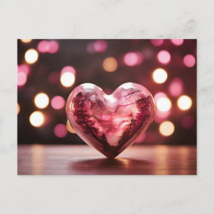 Heart-Shaped Container Holding Trees Within Postcard