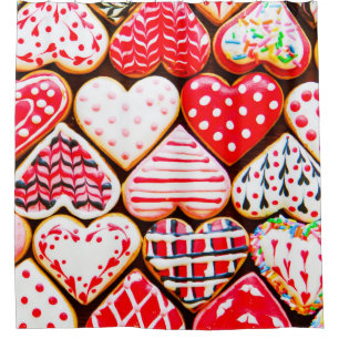Heart shaped cookies icing for Valentine's day del Shower Curtain