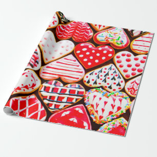 Heart shaped cookies icing for Valentine's day del Wrapping Paper