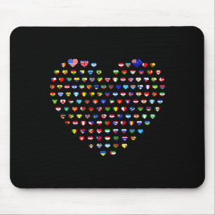 Heart Shaped Country Flags World Flag Anti Mouse Mat