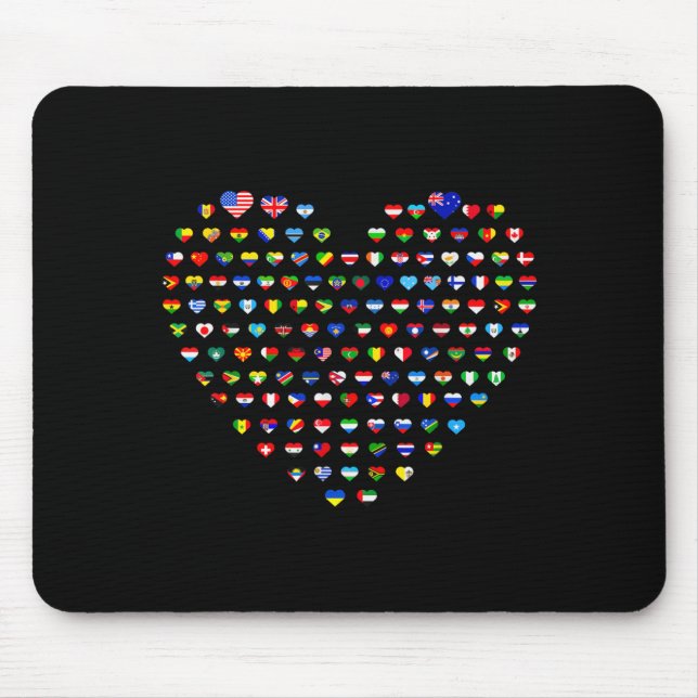 Heart Shaped Country Flags World Flag Anti Mouse Mat (Front)