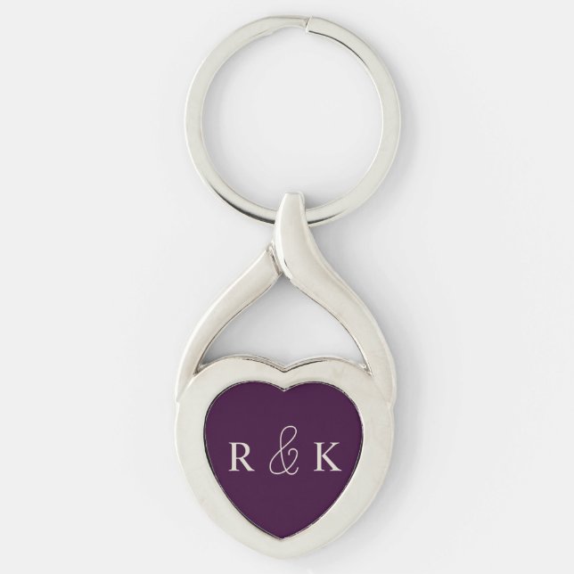 Heart shaped couples love monogrammed key ring (Front)