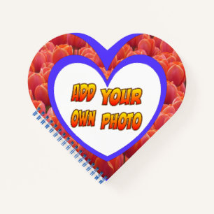 Heart Shaped Cust. Photo Tulips Notebook